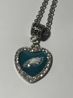 Philadelphia Eagles NFL Fashion Heart Charm Football Necklace NEW